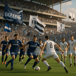A high-energy football scene showcasing the historic rivalry, with vibrant fan participation and dynamic